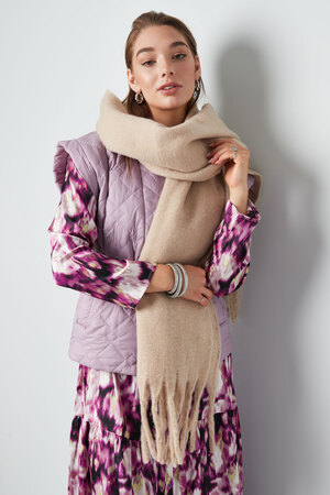 Écharpe d'hiver chaude couleur unie lilas Polyester h5 Image2